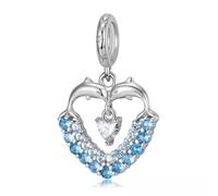 Diving Dolphin Dangle Charm Ocean Sea Life Animal Genuine 925 Sterling Silver Compatible With Pandora Bracelet