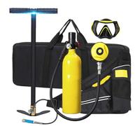 Diving Gear for Diver Diving Oxygen Tank Mini Scuba Diving Gear,1L Set Portable Diving Equipment Inflatable Diving Cylinder 15-20 Minutes Underwater for Emergency Backup (With Hand Pump),Yellow