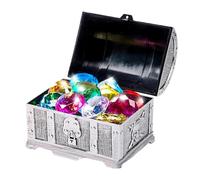 Diving Gems, Treasure Box, Underwater Play Motor Skill Collection Colorful Compact Sinkable Easy Cleanup Vase Filler, Pool Treasure Toys for Kids Fish Tank, 5.39x3.78x5.39Inches, Silver