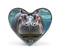 Diving Hippo Heart Pin, 1 Inch Metal Love Lapel Pins - Lightweight, Smooth Edges, Versatile Badge Brooch for Jackets, Shirts, Bags, Gifts for Friends, Family