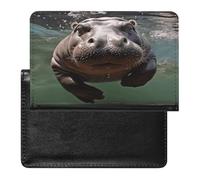 Diving Hippo Passport Holder Passport Wallet Document Organizer Protector PU Leather Card Slot Travel Accessories