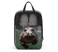 Diving Hippo Shoe Bags Foldable Breathable Portable Shoe Puches Organizer Stylish Expandable Packing Travel Shoes Bags for Sneakers Gym Luggage Closet