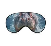 Diving Hippo Sleep Mask Comfort Travel Eye Masks with Adjustable Elastic Strap Soft Funny Block Light Sleep Eye Cover for Side Sleeper for Nap Men Women Gift