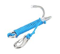 Diving Hooks Stainless Steel Double Reef Hook with Spiral Coil Lanyard for Underwater Activities Divers Safety Strong Grip Corrosion Resistant Durable Thick Nylon Rope for Scuba (Blue)