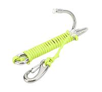 Diving Hooks Stainless Steel Double Reef Hook with Spiral Coil Lanyard for Underwater Activities Divers Safety Strong Grip Corrosion Resistant Durable Thick Nylon Rope for Scuba (Green)