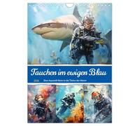 Diving in the eternal blue. A watercolor journey into the depths of the seas UK-Version (Wall Calendar 2026 DIN A4 Portrait), CALVENDO 12 Month Wall Calendar