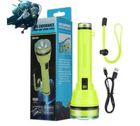 Diving Light, Underwater Torch Flashlight Dive Light, Anti-Slip Strap Bright Torch Rechargeable for Snorkeling Fishing Exploration Scientific Research