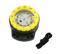 Diving magnetic compass 360 degree rotation elastic cord fixing anti pressure and anti drop fluorescent scale mountaineering fishing sailing general use (Yellow)