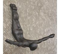 (Diving Man) Black Cast Iron Man Coat Hooks
