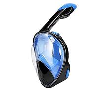 Diving mask， 180° Underwater Snorkel Full, Face Silicone Mask Dry Type Flat Mouth Diving Suitable for Adults and Children(Blu,S)