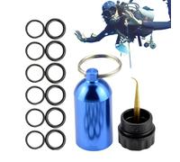 Diving O Ring Kit - Mini Diving Cylinder Keychain, 12pcs Rubber Seal Rings, Portable Aluminium Storage Tank | Miniature Accessory for Divers, Backpack Pendant, Men, Women, Gift, Gear