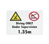 Diving Only Under Supervision 1.3M Sign 12 X 8 Inches Reflective Aluminum Metal Warning Signage With Symbol For Indoor Outdoor Use