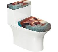 Diving Otter Toilet Lid Cover Set Elasticity Soft Durable Polyester Material for Bathroom Home Decor