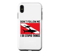 Diving Shark Dont Follow Me I Do Stupid Things Scuba Diver Case for iPhone XS Max