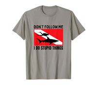 Diving Shark Dont Follow Me I Do Stupid Things Scuba Diver T-Shirt