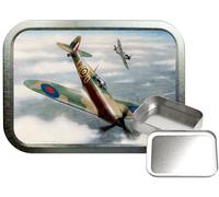 Diving Spitfire 2oz silver Tobacco tin, Airtight silicon sealed Tin box, Dimensions 108mm x 80mm x 24mm, Clip closure lid