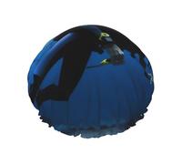 Diving Sport Print Shower Cap for Women Men, Reusable Double-Layer Fabric Bathing Cap Girls Hair Caps, 29 CM