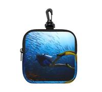 Diving Sport Square Zipper Pouch with All-Over Print,Waterproof Small Organizer Bag, Lightweight Durable for Coins,Cards, Keys for Travel Daily Use