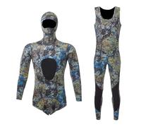 Diving Suit 3mm Wetsuit Camouflage Long Sleeve Fission Hooded 2 Pieces Neoprene Submersible For Men Keep Warm Scuba Snorkeling(3MM-WMT087-Camo,XXL)