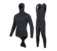 Diving Suit 3mm Wetsuit Camouflage Long Sleeve Fission Hooded 2 Pieces Neoprene Submersible For Men Keep Warm Scuba Snorkeling(3MM-WMT087-Black,XXL)