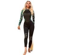 diving suit Womens 3mm Neoprene Long Sleeves Wetsuit Diving Suit Back Zip For Snorkeling Surfing Swim(Green,L)