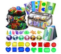 Diving Toys for Kids, 109PCS Underwater Treasure Hunt Pool Toys Set with Storage Bag, 60PCS Sinking Gems, 8PCS Sea Animals, 1 Pirate Treasure Chest, 38PCS Waterproof Cards, Fun Summer Swim Water Toy