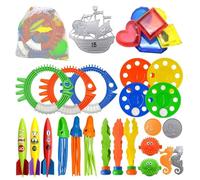 Diving Toys Set - 34 Pieces Underwater Treasure Play Game, Sinking Pool Dive Toys For Swimming Pool | Outdoor Summer Party Activity For Ages 3-12 Boys Girls Teens Beach Lake Pond Bath Time
