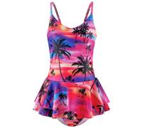 DivingBirds Girls Swimming Costume Me Swimsuit One Piece Swimming Suit for Girls Adjustable Bathing Suits UV Rashgard Swimwear Summer Beach Pool, Red Flamingos 5-6 Years