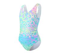 DivingBirds Girls Swimming Costume Padded Bras One Piece Kids Swimsuit Neon Swimming Suit for Girls Bathing Suits UV Sunsafe Swimwear Beach Pool,Green 9-10 Years