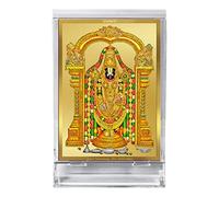 Diviniti Tirupati Balaji God Idol Photo Frame for Car Dashboard, Table Décor|ACF 3 Acrylic Frame, 24K Gold Plated Foil and |Idol for Pooja, Gifts Items (11X6.8 cm)