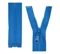 Divisible Zip Fastener, 2 Pieces, 25 cm Rail Length, in Blue, 1-Way Open end #5, 5.75 mm Rail Width, 34 mm Tape Width, Replacement Zip Fastener Plastic, Plastic Zip Fastener #5