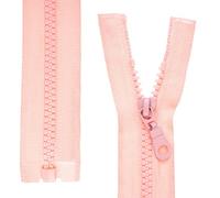 Divisible Zip Fastener, 2 Pieces, 35 cm Rail Length, in Pink, 1-Way Open end #5, 5.75 mm Rail Width, 34 mm Tape Width, Replacement Zip Fastener Plastic, Plastic Zip Fastener #5