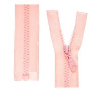 Divisible Zip Fastener, 2 Pieces, 50 cm Rail Length, in Pink, 1-Way Open end #5, 5.75 mm Rail Width, 34 mm Tape Width, Replacement Zip Fastener Plastic, Plastic Zip Fastener #5