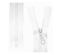 Divisible Zip Fastener, 2 Pieces, 65 cm Rail Length, in White, 1-Way Open end #5, 5.75 mm Rail Width, 34 mm Tape Width, Replacement Zip Fastener Plastic, Plastic Zip Fastener #5