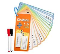Division Flash Cards 1-12 Division Tables Flash Cards Maths Flashcards for Kids with 2 Dry Erase Pens 1 Rings Math Practice Cards Ducational Math Flashcards for 1st to 6rd Grades Classroom Home Fun