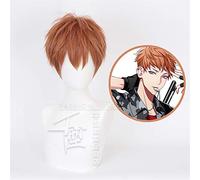 Division Rap Battle Hypnosis Mic Busujima Meison Riou Orange Cosplay Wigs Short Fluffy Layered Anime Costume Wig KUQX1990