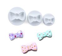 DIVISTAR Cookie Cutter Plunger - 3 Pieces/Set Bow Tie Shape Cookie Mold Plastic White Sugar Arts Set Fondant Cookie Cutters Cookie Plunger Cutters Fondant Mold