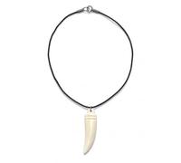 Divit Horn Natural Bone Tooth Pendant Necklace - Handcrafted Tribal Fang Charm with Adjustable Black Cord | Bohemian Ethnic Jewelry for Men Women Gift (White Bone)