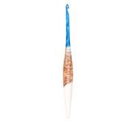 Divit Shilp Ergonomic Handle Crochet Hooks | Handcrafted 7’’ Resin Crochet Hook Knitting Needle, Craft Yarn Weave | Best Gift! (Blue, Golden & White) (5.5 mm)