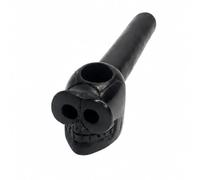 Divit Shilp Hand-Carved Soapstone Smoking Pipe | Natural Stone Herb & Tobacco Pipe with Intricate Engraved Design | Durable Handmade Collectible for Décor & Gifting (Black Skull)