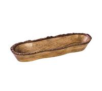 Divit Shilp Natural Wooden Trays Serving Bowl for Salad, Veggies and Fruits, Large Deep for Family, Party. (Bark Edge Tray)