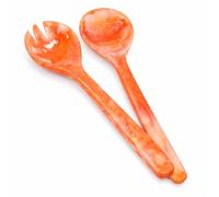 Divit Shilp Salad Servers - Resin Tongs with Long Handle for Mixing, Tossing and Cooking (Spoon and Fork Set) (Orange)