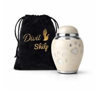 Divit Shilp Small Keepsake Cremation Urn with Velvet Case - Paw Print Mini Memorial Urn for Ashes | Decorative Sharing Keepsake Token for Pet Ashes (White Paw Print)