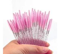 Divono 100pcs Eyelash Brush,Eyelash Spoolies,Eyebrow Brush,Spiral Mascara Wands,Soft Brush Hair,Portable,Suitable for Travel, Trip,and Outdoor Makeup(Pink)
