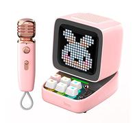 Divoom Ditoo-Mic Pixel Art LED Portable Bluetooth Speaker with Wireless Karaoke Microphone, App Controlled Screen, RGB Keyboard, Games, Alarms for Adults/Kids, Home Party.