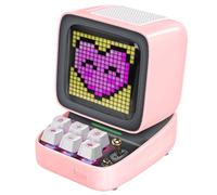 Divoom Ditoo Multifunctional Pixel Art Bluetooth Speaker, Retro Portable Speaker with Programmable RGB Led Screen, Mechanical Keyboard, Smart Alarm Clock, Supports TF Card & Radio (Pink)