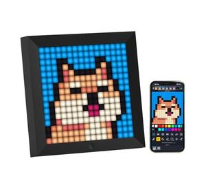 Divoom Pixoo Pixel Art Digital Photo Frame with 8.6 Inch Mood Light App Control, Desk/Wall Led Smart Clock, Decorative Lamp for Gaming Room Home Decor（Black）