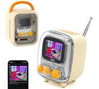 Divoom Tiivoo-2 Retro Bluetooth Speaker with DIY Pixel Art & FM Radio, Cute Alarm Clock and Vintage Desk Decor, Christmas or Birthday Gift for Girls Teens Friends - WHITE