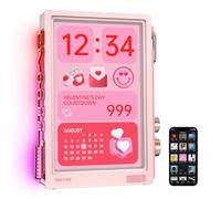 Divoom Times Frame-10.1"WiFi Digital Photo Frame with Transparent Floating Screen,RGB Light Bar,400+Clock Faces,Anniversary Countdown, Real-Time Finance Info,Desk Setup Ambient Tech Gift,Pink