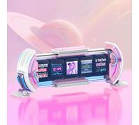Divoom Times Gate 2.4/5GHz WiFi Pixel Art Clock Display, 5-Screen Smart RGB Desk Clock with App Custom Animation, Social Media & Finance Widgets, Cyberpunk Table Decor Gift for Gaming Room - Pink